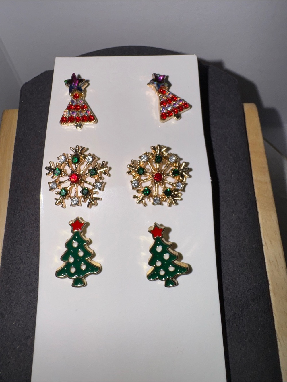 Festive Christmas Earring Set - Green, Red & Gold